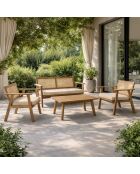 Muebles de jardín de 4 plazas en madera de acacia y bastones de Krabi - 4 piezas