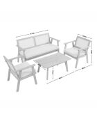 Muebles de jardín de 4 plazas en madera de acacia y bastones de Krabi - 4 piezas