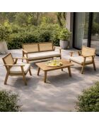 Muebles de jardín de 4 plazas en madera de acacia y bastones de Krabi - 4 piezas