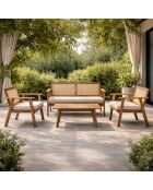 Muebles de jardín de 4 plazas en madera de acacia y bastones de Krabi - 4 piezas