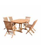 Table de jardin ovale avec 4 chaises et 2 fauteuils en teck Lireno marron - 7 pièces