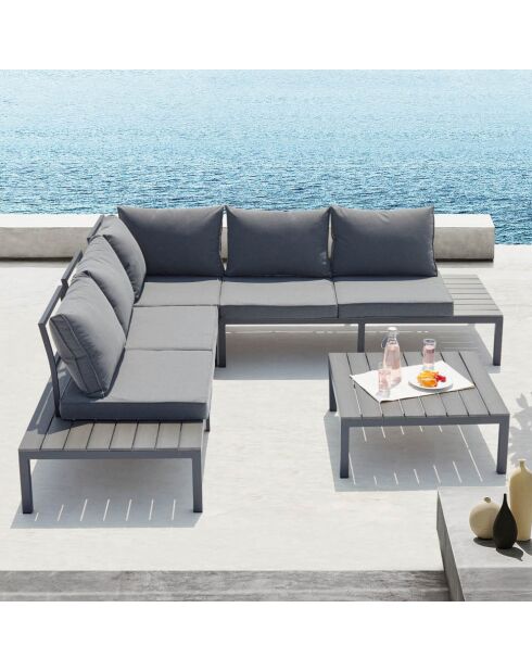 Mobile da giardino basso in alluminio a 5 posti Novira grigio scuro - 2 pezzi
