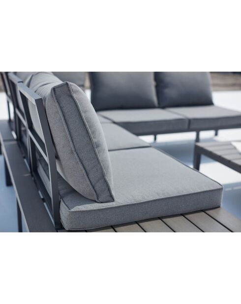 Mobile da giardino basso in alluminio a 5 posti Novira grigio scuro - 2 pezzi