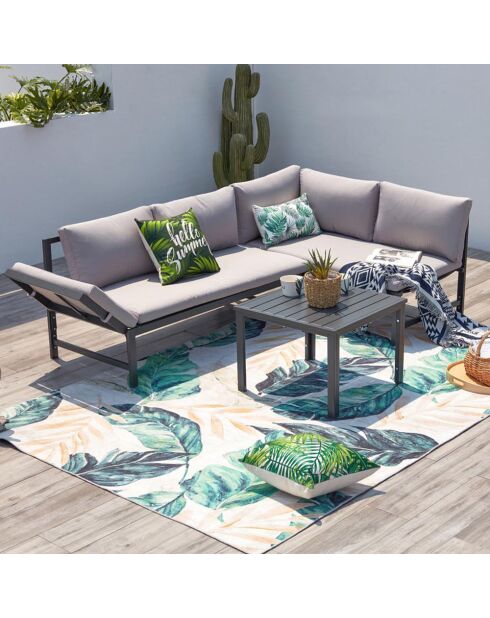 Niedrige Gartenmöbel mit Liegesofa Marelie dunkelgrau - 2 Stück