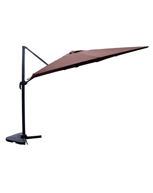 Ombrellone rettangolare rotante in alluminio offset con copertura Koriva marrone - 268x38x14 cm
