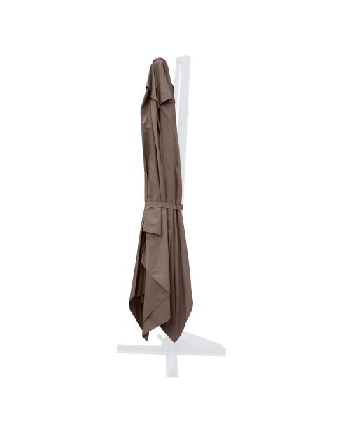 Ombrellone rettangolare rotante in alluminio offset con copertura Koriva marrone - 268x38x14 cm