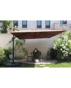 Ombrellone rettangolare rotante in alluminio offset con copertura Koriva marrone - 268x38x14 cm