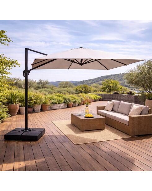 Ceret grauer rechteckiger drehbarer versetzter Aluminium-Sonnenschirm - 300x400x258 cm