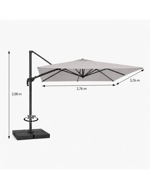 Ceret grauer rechteckiger drehbarer versetzter Aluminium-Sonnenschirm - 300x400x258 cm