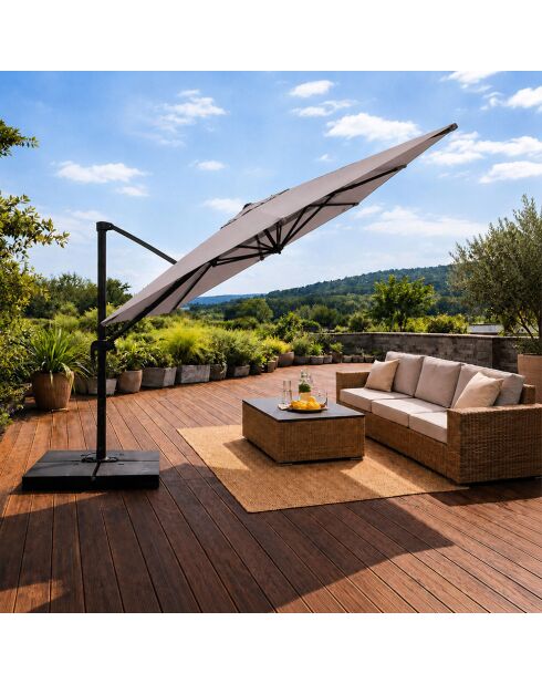 Ceret grauer rechteckiger drehbarer versetzter Aluminium-Sonnenschirm - 300x400x258 cm