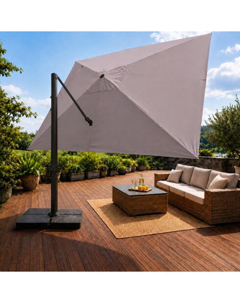 Ceret grauer rechteckiger drehbarer versetzter Aluminium-Sonnenschirm - 300x400x258 cm