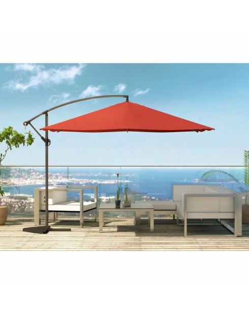 Johan quadratischer LED-Offset-Sonnenschirm, Terrakotta, 300 x 300 x 245 cm