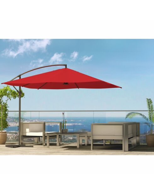 Johan quadratischer LED-Offset-Sonnenschirm, Terrakotta, 300 x 300 x 245 cm