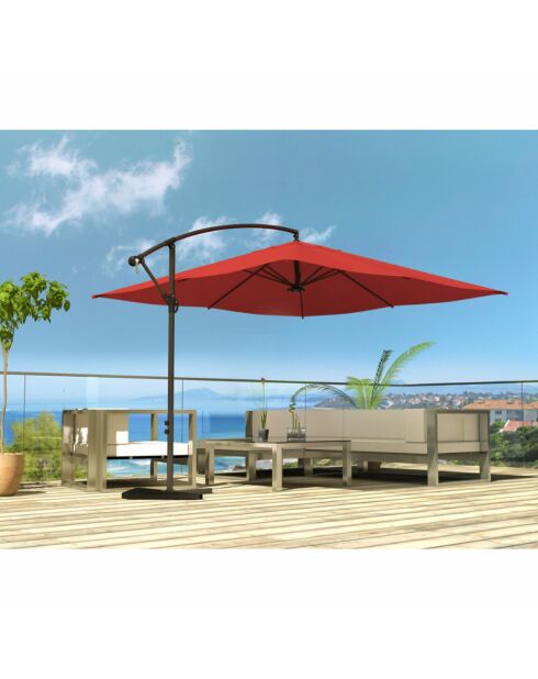 Johan quadratischer LED-Offset-Sonnenschirm, Terrakotta, 300 x 300 x 245 cm