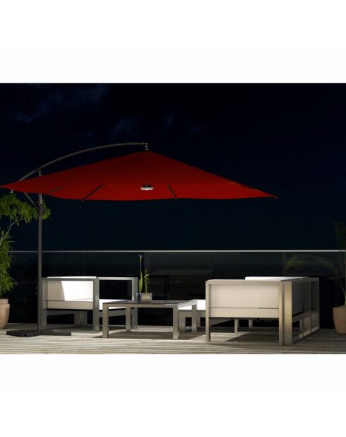 Johan quadratischer LED-Offset-Sonnenschirm, Terrakotta, 300 x 300 x 245 cm