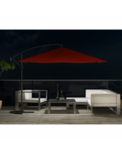 Johan quadratischer LED-Offset-Sonnenschirm, Terrakotta, 300 x 300 x 245 cm