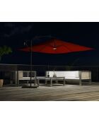 Johan quadratischer LED-Offset-Sonnenschirm, Terrakotta, 300 x 300 x 245 cm