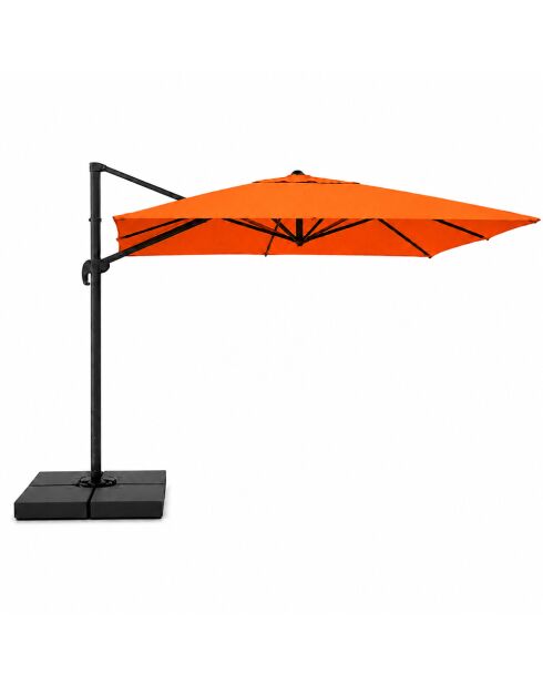 Ceret rechteckiger, versetzter, drehbarer Aluminium-Sonnenschirm, 300 x 400 x 258 cm, Orange
