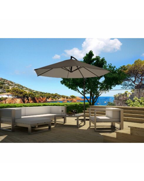 Lioran grauer runder Offset-Sonnenschirm - 300x300 cm