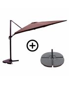 Ivarin Sonnenschirm-Set mit 4 Gewichtsplättchen, braun, 2-teilig