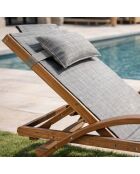 Transat en bois et toile en PVC Valia gris olive - 195x75x95 cm