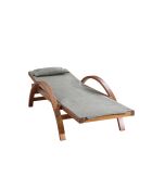 Transat en bois et toile en PVC Valia gris olive - 195x75x95 cm
