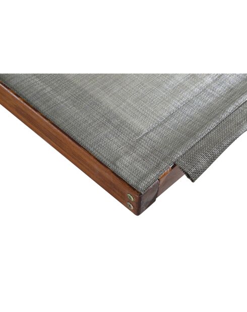 Transat en bois et toile en PVC Valia gris olive - 195x75x95 cm