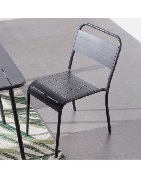 Set mit 6 dunkelgrauen Falcou Stahlstühlen - 43x59x79 cm