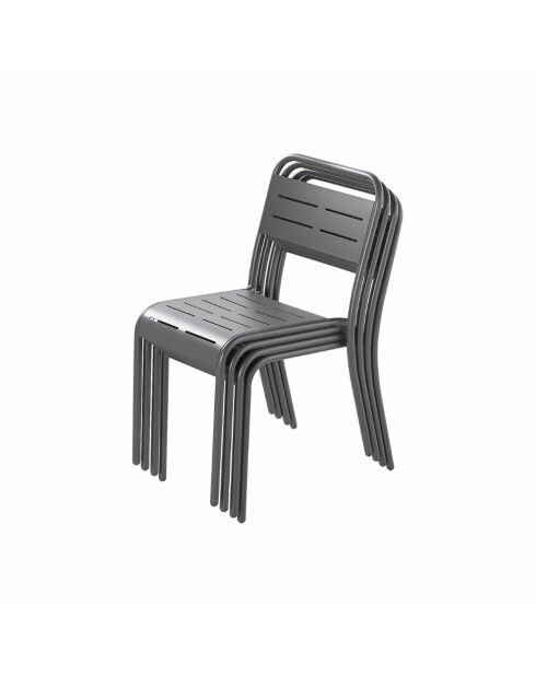 Set mit 6 dunkelgrauen Falcou Stahlstühlen - 43x59x79 cm