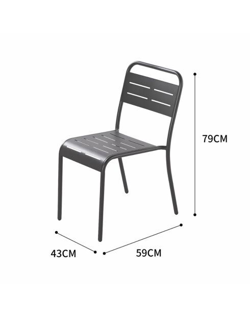 Set mit 6 dunkelgrauen Falcou Stahlstühlen - 43x59x79 cm