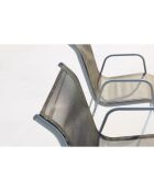 Table de jardin et 6 chaises en acier et toile PVC Wileva gris - 150x90x72 cm