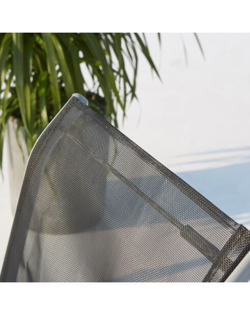 Table de jardin et 6 chaises en acier et toile PVC Wileva gris - 150x90x72 cm