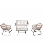 Salon de jardin 4 places en rotin et acier Ulina beige et noir - 4 pièces
