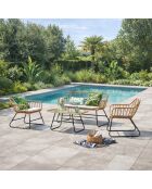 Salon de jardin 4 places en rotin et acier Ulina beige et noir - 4 pièces