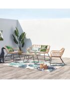 Salon de jardin 4 places en rotin et acier Ulina beige et noir - 4 pièces