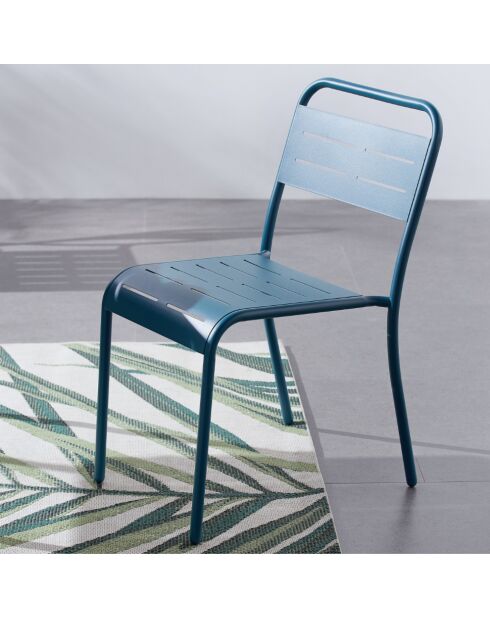 Lot de 6 chaises en acier Falcou bleues - 43x59x79 cm