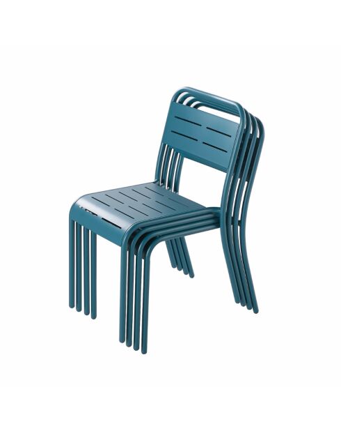 Lot de 6 chaises en acier Falcou bleues - 43x59x79 cm
