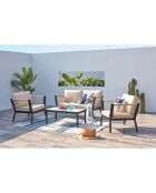 Salon de jardin 4 places en aluminium Cobalt écru et noir - 4 pièces