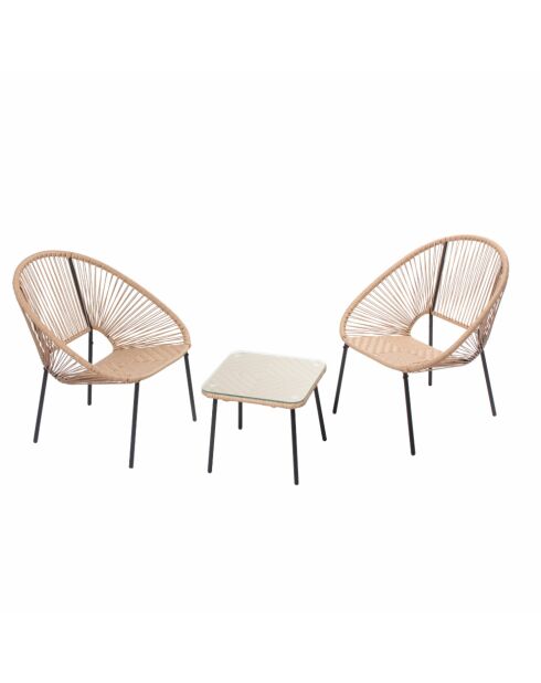 Muebles de jardín, 2 sillones y mesa de café Verano natural - 3 piezas