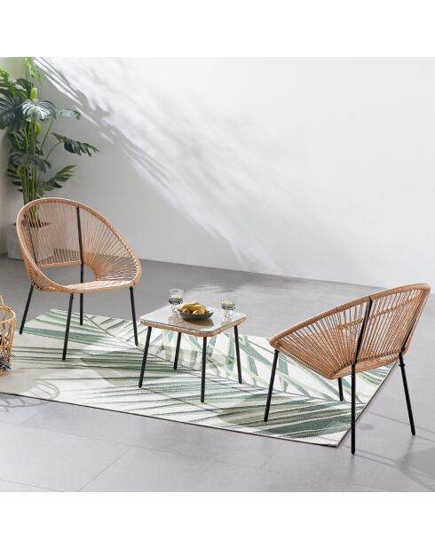 Muebles de jardín, 2 sillones y mesa de café Verano natural - 3 piezas