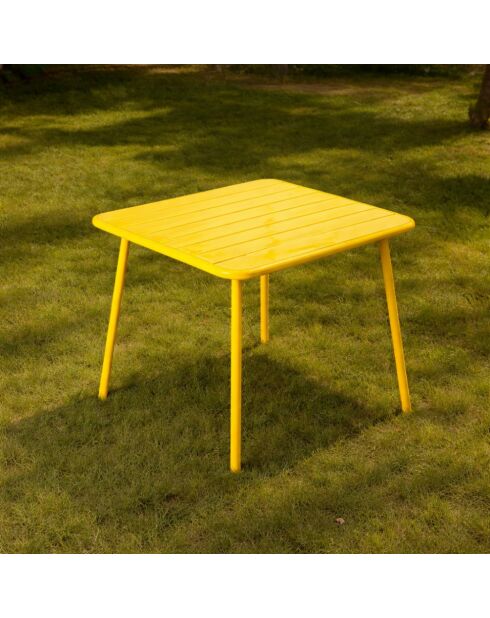 Falcou vierkante tafel 4 stoelen geel - 70x70 cm