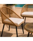 Salon de jardin 4 places avec table basse effet rotin Ravel naturel - 4 pièces