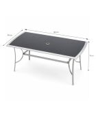 Mesa de jardín Velino de aluminio gris - 150x90x72 cm