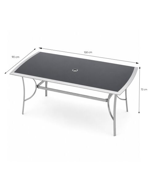 Tavolo da giardino Velino in alluminio grigio - 150x90x72 cm