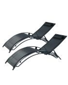 Lot de 2 transats ajustables Manado noir - 81x157x59 cm