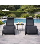 Lot de 2 transats ajustables Manado noir - 81x157x59 cm