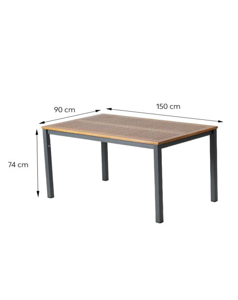 Loon 6-Sitzer-Tisch aus natürlichem Eukalyptusholz - 150x90x74 cm