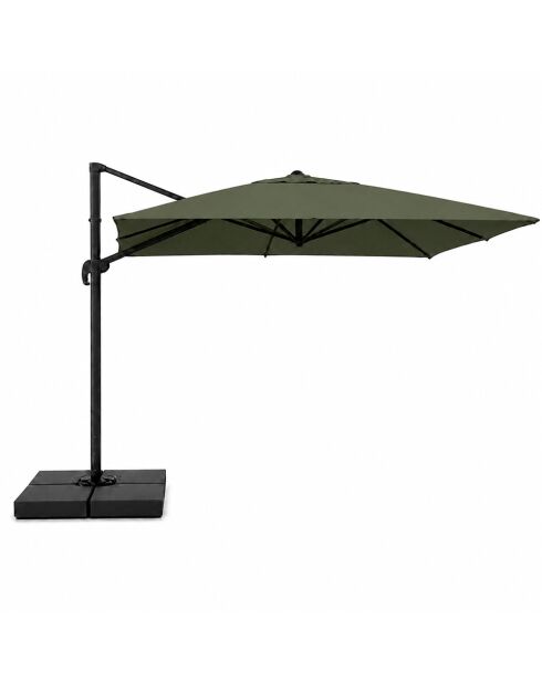 Ceret grüner rechteckiger versetzter drehbarer Aluminium-Sonnenschirm - 300x400x258 cm