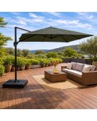 Ceret grüner rechteckiger versetzter drehbarer Aluminium-Sonnenschirm - 300x400x258 cm