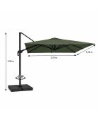 Ceret grüner rechteckiger versetzter drehbarer Aluminium-Sonnenschirm - 300x400x258 cm